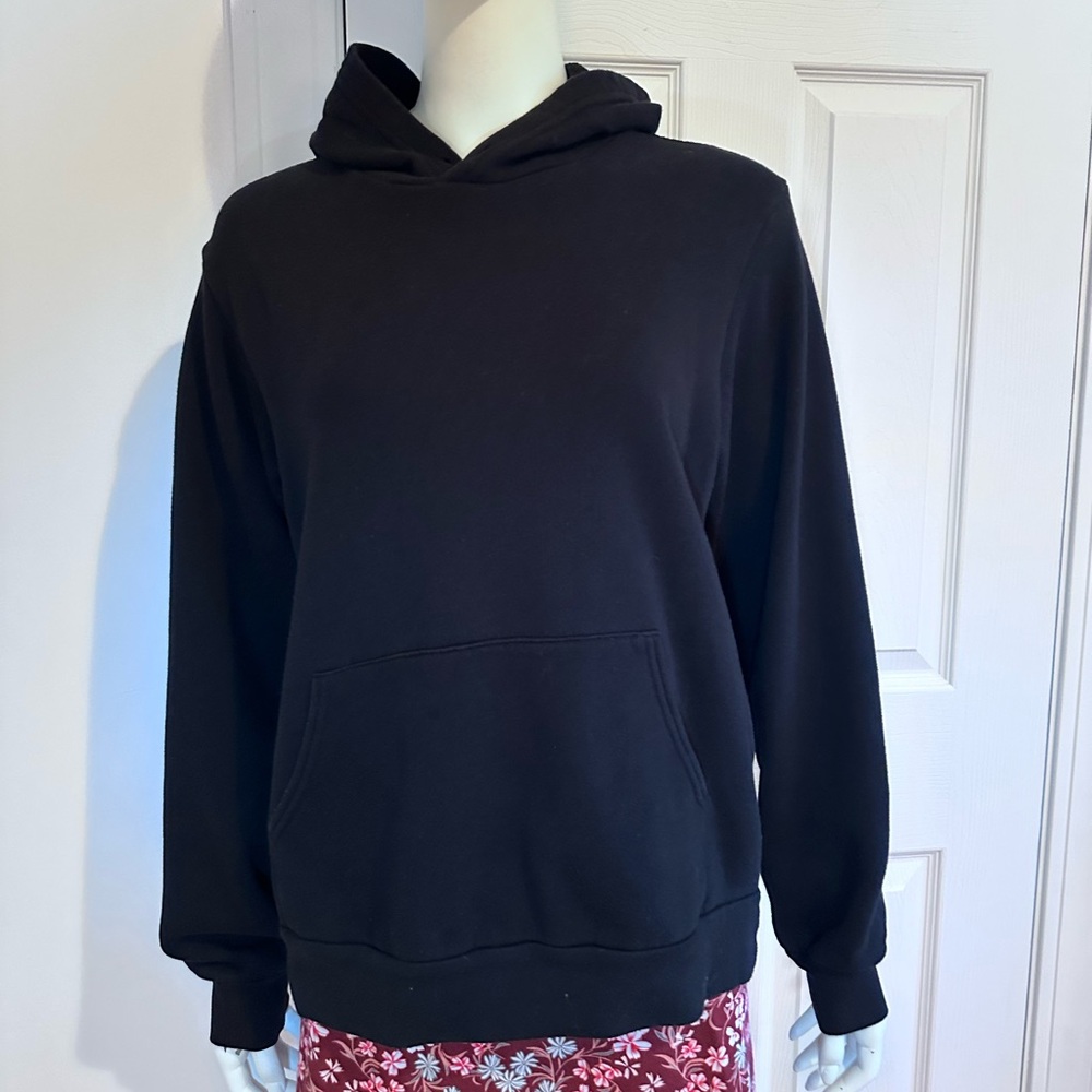 Black Long Sleeve Loose Fit Hoodie Hooded Sweatshirt Top Size L
